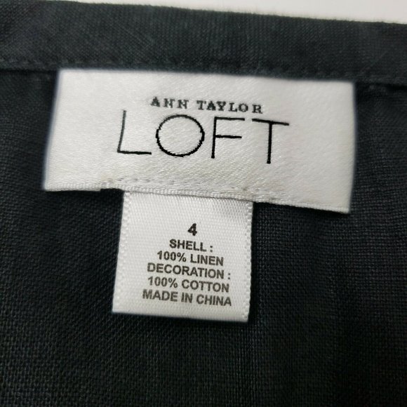 ANN TAYLOR LOFT Black White Lace Detail Skirt 4 - Picture 2 of 5